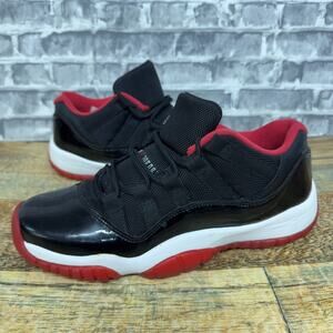 Nike Air Jordan Retro 11 Low Bred Black Red White 528896-012 GS Youth Size 6.5Y